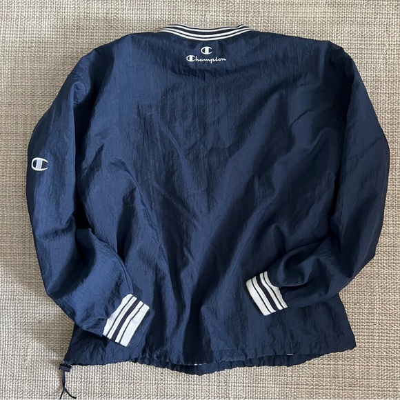 Champion Navy Blue Varsity Windbreaker Sweatshirt - Picture 6 of 8